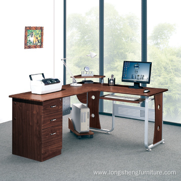 L shape office furniture computer desk with metal